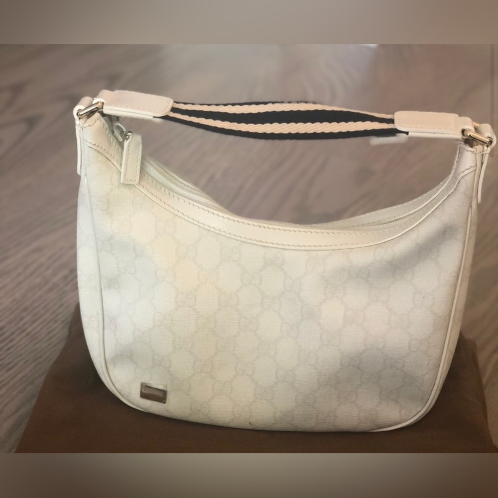 Gucci GG White/Navy Coated Canvas Purse Bag with Dust Bag!